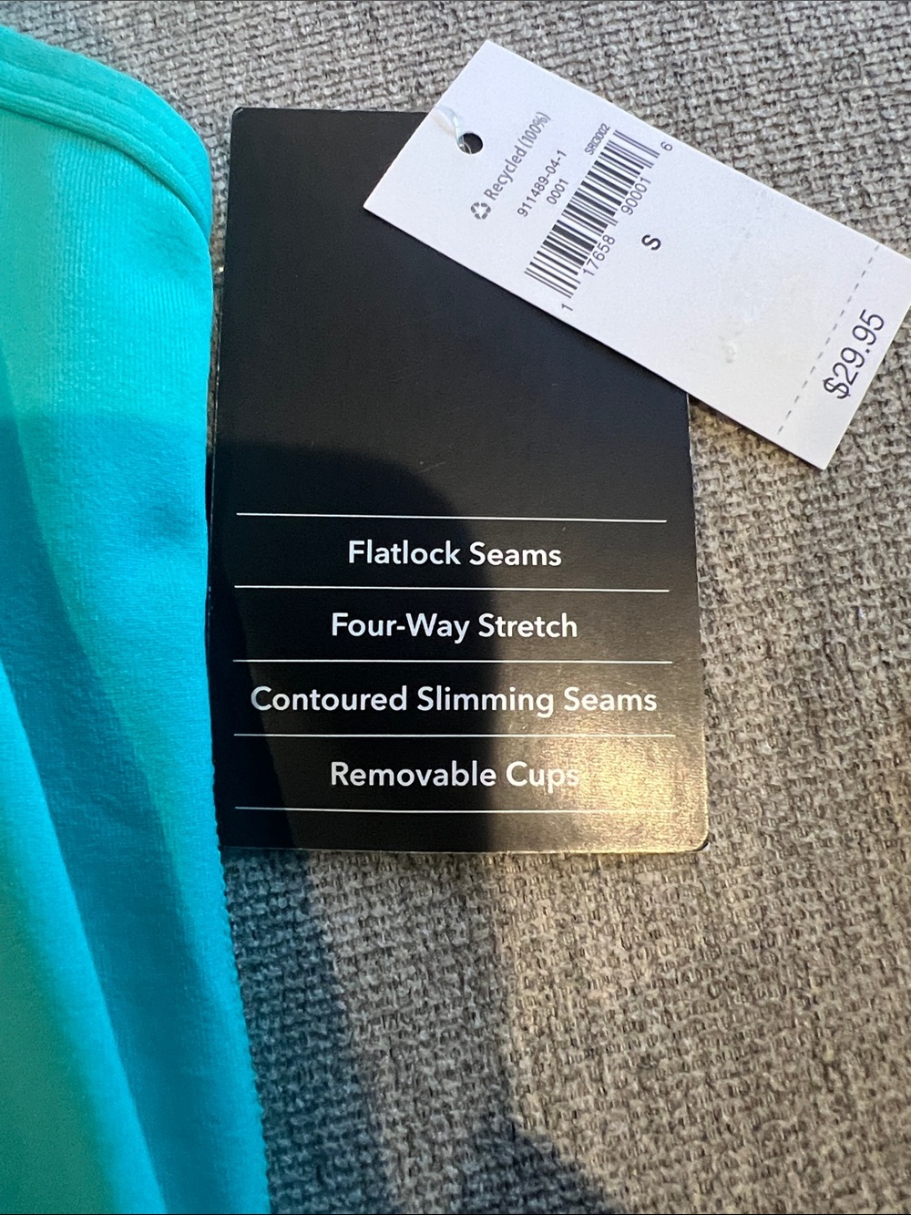 GAP Teal Racerback Tank Top, built in Bra w/ removable Pads. - Picture 3 of 9